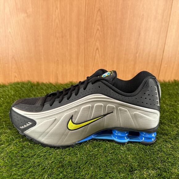 Nike Shox R4 Brazil Black Canary Blue Running Sneakers IO8134-001 Men\'s Size 12